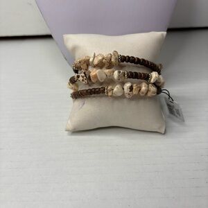 New CHICO’S Beaded Neutral Multi-Strand Stretch Bracelet